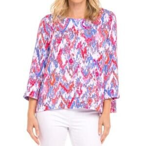 Habitat Sz L 100% Cotton Gauze “Seaside Holiday” Double-Cloth Pullover Top